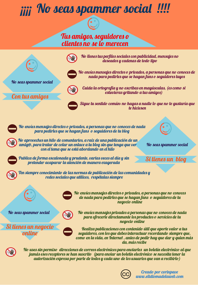 Infografía con los mejores consejos para no ser un spammer social no seas un spammer social