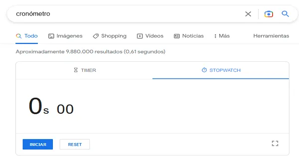 Cronometro de Google