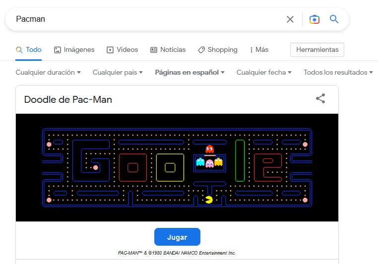 Jugar a juegos de toda la vida con Google