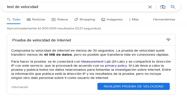 Trucos Google Prueba de velocidad de Internet