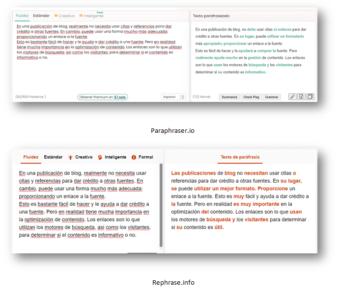 herramientas de parafrásis