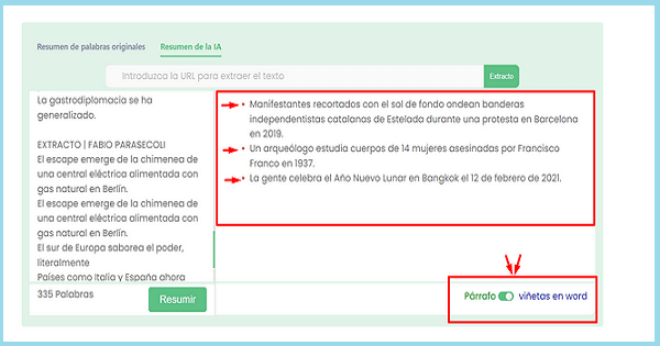Resumidor de Textos para Marketing Digital Resumen De Palabras Opciones