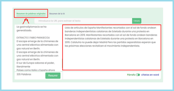 Resumidor de Textos para Marketing Digital resumir palabras originales
