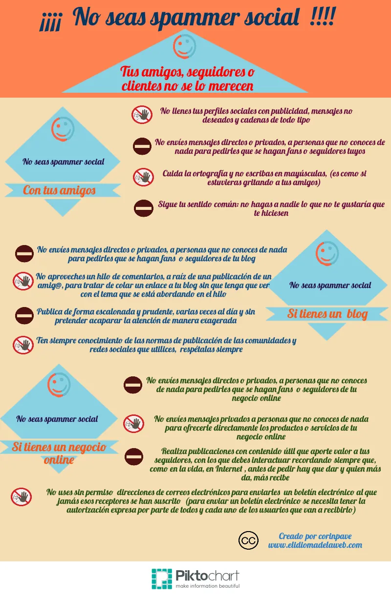 no seas un spammer social