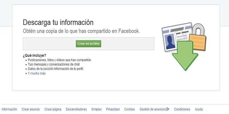 Cómo hacer una Copia de Seguridad en Facebook crear archivo